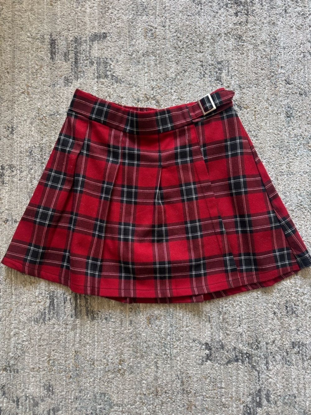 Abercrombie Kids Red Plaid Mini Skort with Buckled Girls 11/12